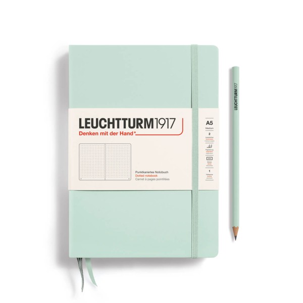 Notizbuch Medium (A5), Hardcover, 251 nummerierte Seiten, Mint Green, dotted