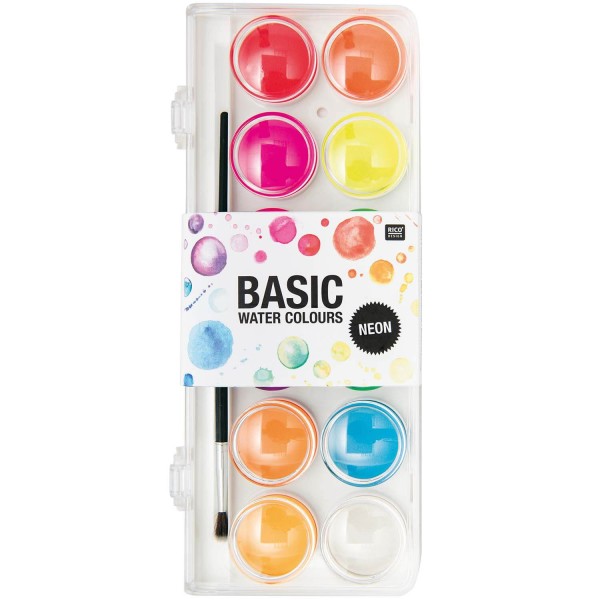 Basic Neon Water Colours Wasserfarbkasten 12 Farben