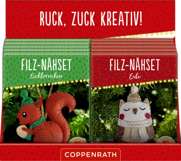 Filz-Nähset Weihnachts-Anhänger "Eule/Eichhörnchen" (einzeln)