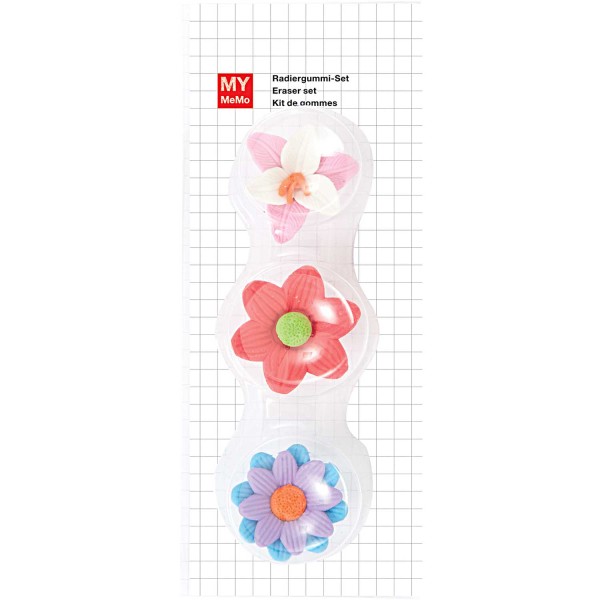 RADIERGUMMI-SET 3D BLUMEN - Radierer