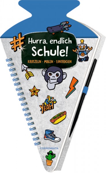 Schultüten-Kratzelbuch Funny Patches,blau Hurra, endlich Schule!