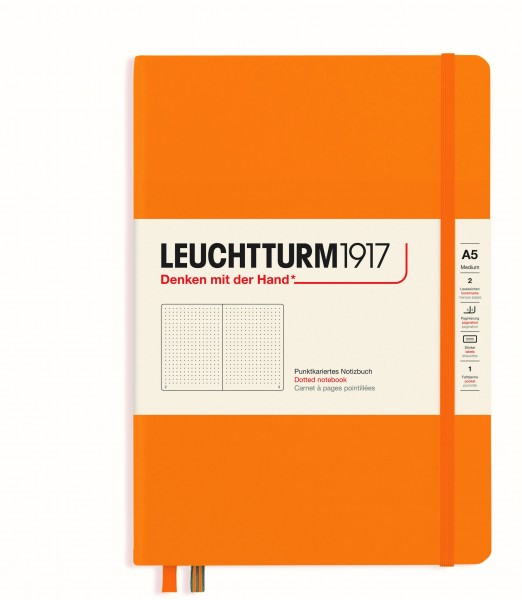 Notizbuch Medium (A5), Hardcover, 251 nummerierte Seiten, Rising Sun, Dotted