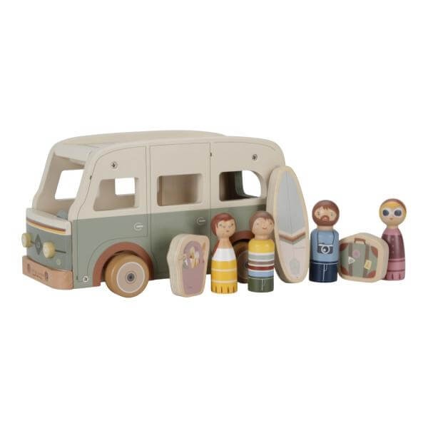 Vintage-Camper Van mit Spielfiguren - Holz