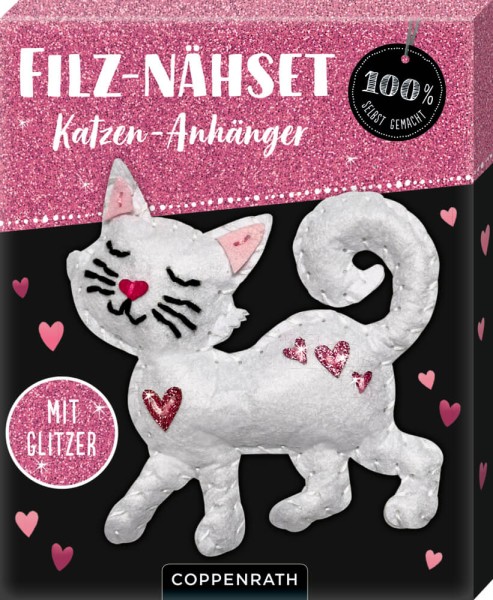 Filz-Nähset: Katzen-Anhänger (weiß) - 100% selbst gemacht