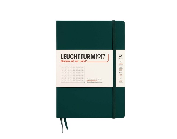 Notizbuch Medium (A5), Hardcover, 251 nummerierte Seiten, Forest Green, dotted