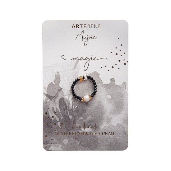 MAJOIE Ring Perle Schwarz