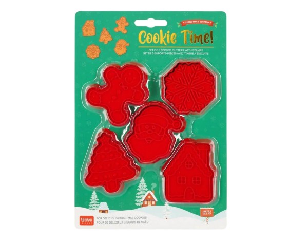 5er-Set Plätzchenformen mit Stempel - Cookie Time!