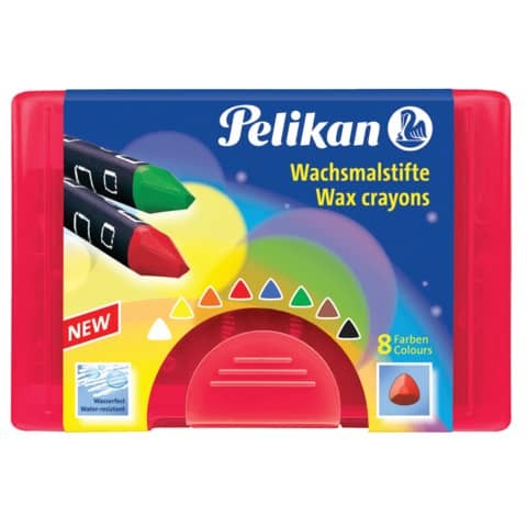 Wachsmalstiftetui 3eckig 8ST rot PELIKAN wasserfest