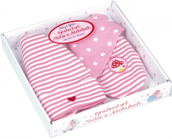 Geschenkset Mütze + Nickituch BabyGlück, rosa (one size)