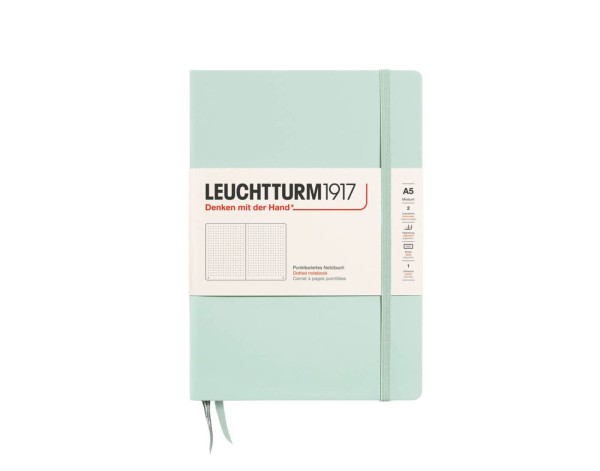 Notizbuch Medium (A5), Hardcover, 251 nummerierte Seiten, Mint Green, dotted