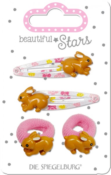 Haarclip + Haargummi Hase beautiful Stars