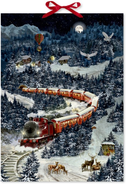 Weihnachtsexpress in Winterlandschaft, Wand-Adventskalender (Barbara Behr)