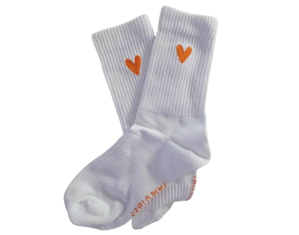 Socken HEART - weiß | orange (Größe 35-38)