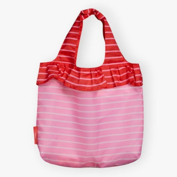 Easy Bag Volant Streifen pink-rot