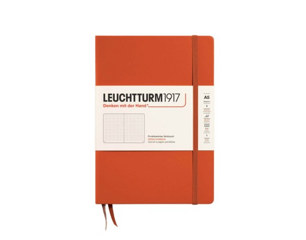 Notizbuch Medium (A5), Hardcover, 251 nummerierte Seiten, Fox Red, dotted