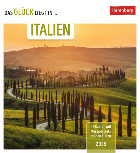 Das Glück liegt in Italien Postkartenkalender 2025