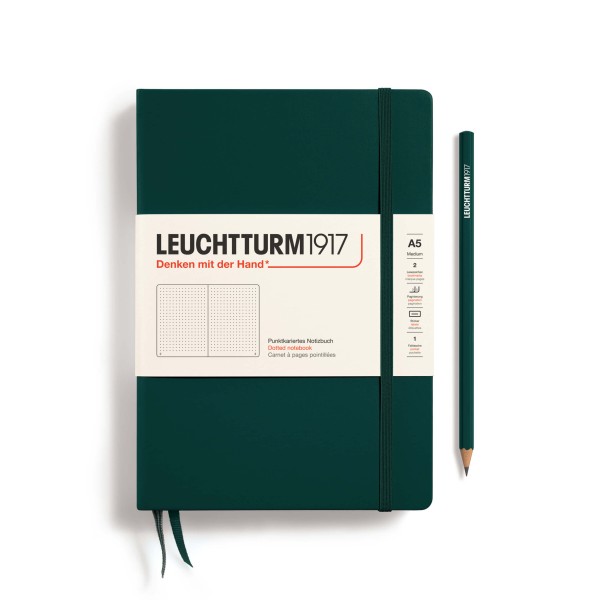 Notizbuch Medium (A5), Hardcover, 251 nummerierte Seiten, Forest Green, dotted