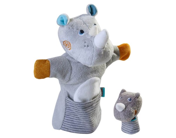 Handpuppe Nashorn mit Baby, 30 cm