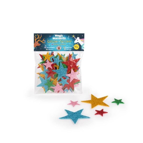 MAGIC MOMENTS WS Moosgummi Glitzer-Stern-Sticker 40-teilig