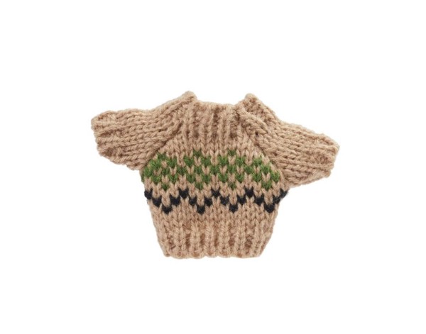 Miniatur Pullover, natur-gemustert - Wichtel- und Puppenstube