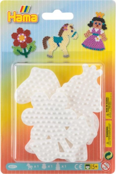 Hama® Bügelperlen Blister 3 Stiftplatten Prinzessin/Blume/Pony